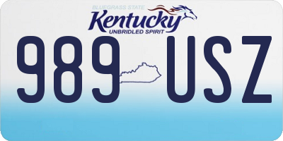 KY license plate 989USZ