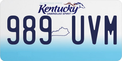 KY license plate 989UVM