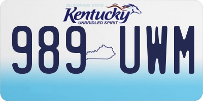 KY license plate 989UWM