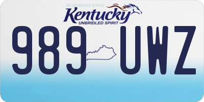 KY license plate 989UWZ