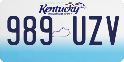 KY license plate 989UZV
