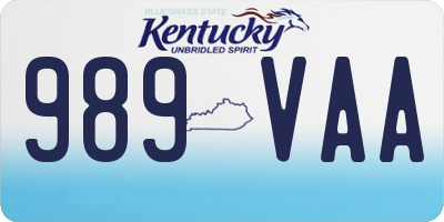 KY license plate 989VAA