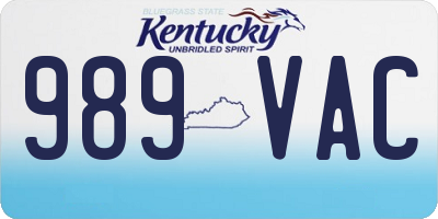 KY license plate 989VAC