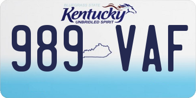 KY license plate 989VAF