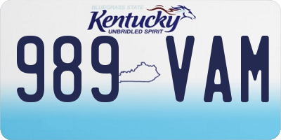 KY license plate 989VAM