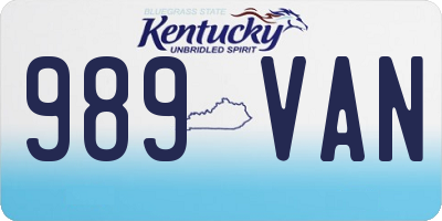 KY license plate 989VAN