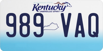 KY license plate 989VAQ