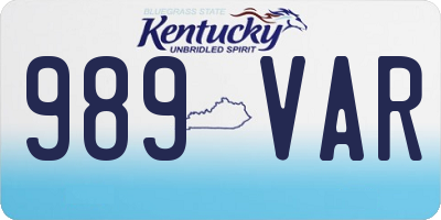 KY license plate 989VAR