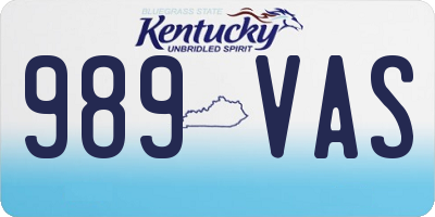 KY license plate 989VAS