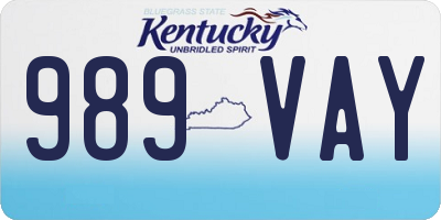 KY license plate 989VAY
