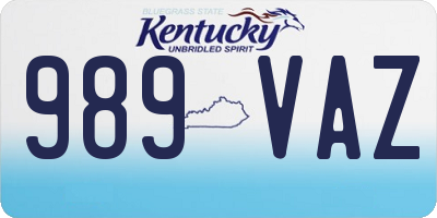 KY license plate 989VAZ