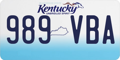 KY license plate 989VBA