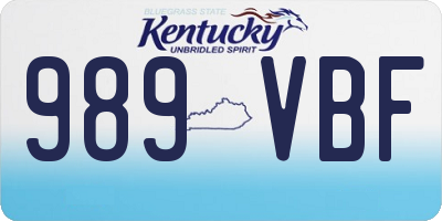 KY license plate 989VBF