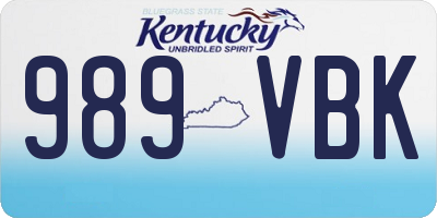 KY license plate 989VBK