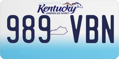 KY license plate 989VBN