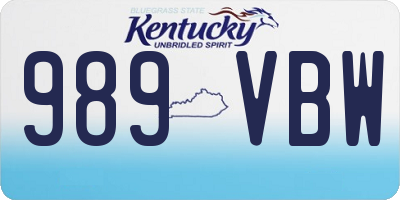 KY license plate 989VBW