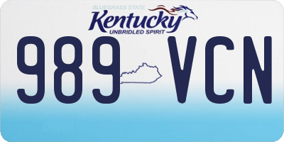 KY license plate 989VCN