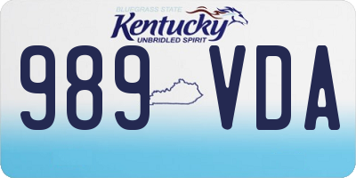 KY license plate 989VDA