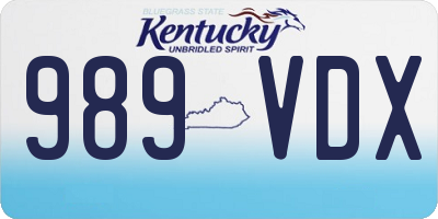 KY license plate 989VDX