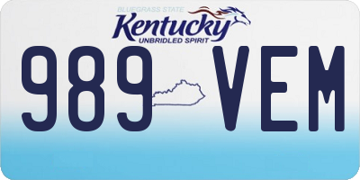 KY license plate 989VEM