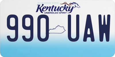 KY license plate 990UAW