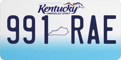 KY license plate 991RAE