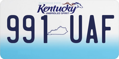 KY license plate 991UAF