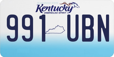 KY license plate 991UBN