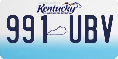 KY license plate 991UBV