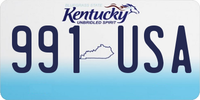 KY license plate 991USA