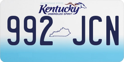 KY license plate 992JCN