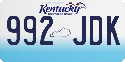 KY license plate 992JDK