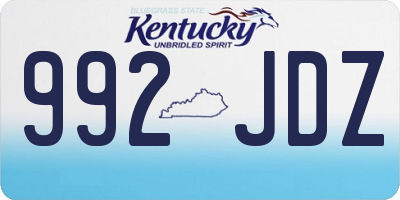 KY license plate 992JDZ