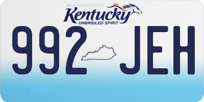 KY license plate 992JEH