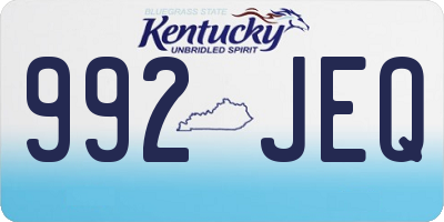 KY license plate 992JEQ