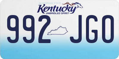 KY license plate 992JGO