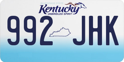 KY license plate 992JHK