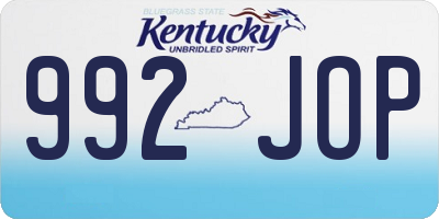 KY license plate 992JOP