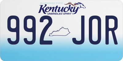KY license plate 992JOR