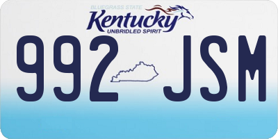 KY license plate 992JSM