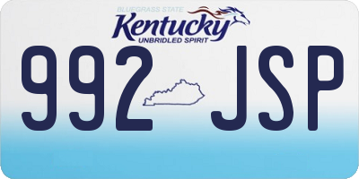 KY license plate 992JSP