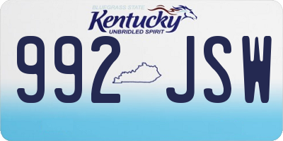 KY license plate 992JSW