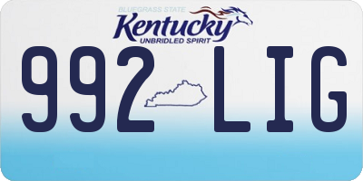 KY license plate 992LIG