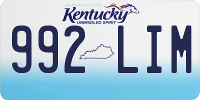 KY license plate 992LIM