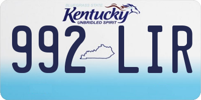 KY license plate 992LIR