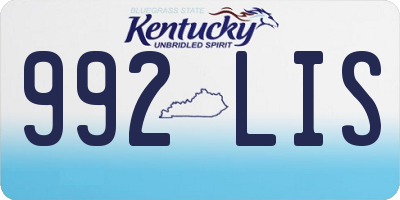 KY license plate 992LIS