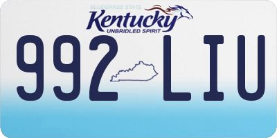 KY license plate 992LIU