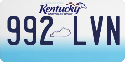 KY license plate 992LVN