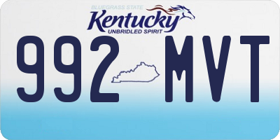 KY license plate 992MVT