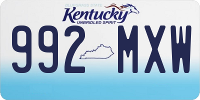 KY license plate 992MXW